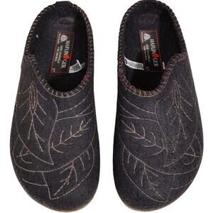 Haflinger Spirit Clog Slipper Comfort Shoes Brown Pure Wool Womens EU 37 US 6